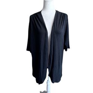 Ing Black Open-Front Sweater Lace Back Made in USA SZ 2X